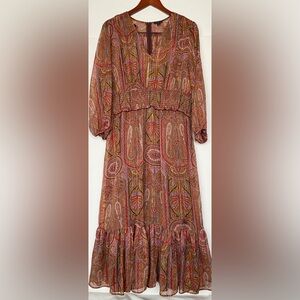 Ann Taylor - Shimmer Paisley Smocked Waist Maxi Dress Multicolored - Size 16P